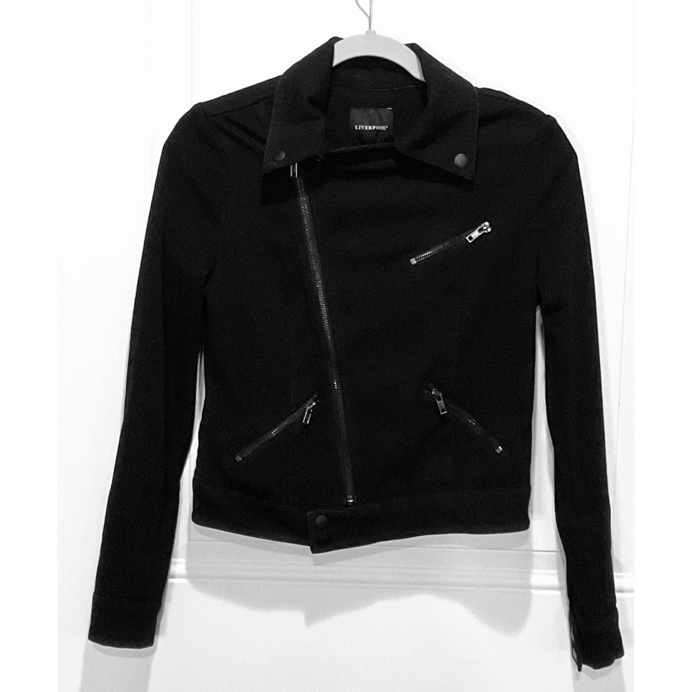Liverpool Black Moto zippered jacket biker Women's XS LP1109M14 Cut 12603‎